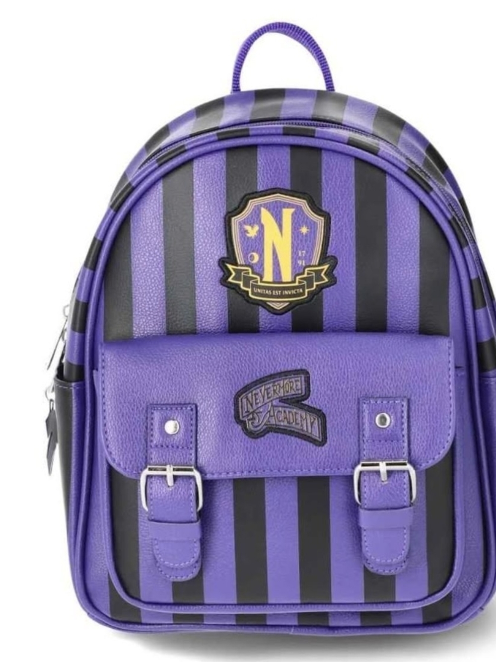 Nevermore Academy Purple & Black Striped Mini Backpack